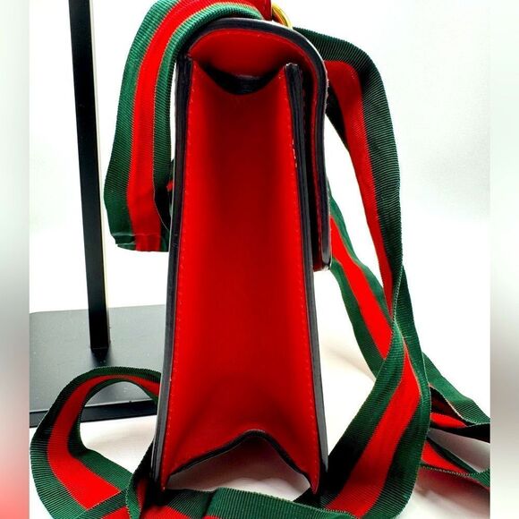 Auth Gucci Red Leather Sylvie Shoulder Bag Grosgrain Ribbon Ex+ Preloved Purse - Picture 5 of 16